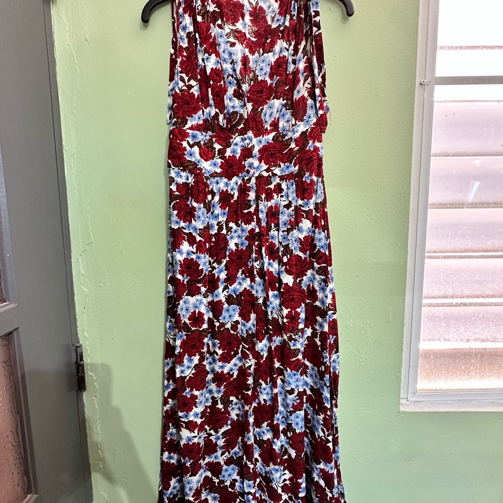 Floral Red and Blue Women's Dress